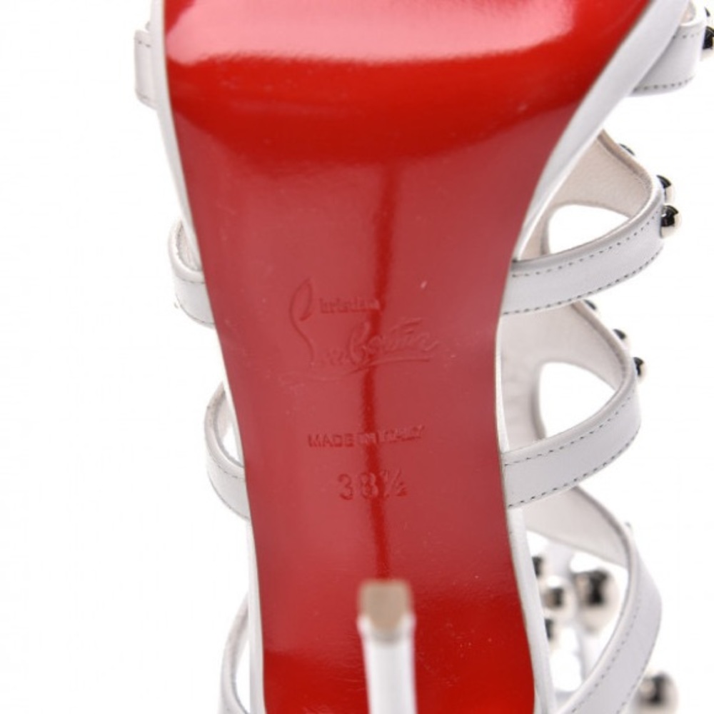 Christian Louboutin Amazoutiful 120 Lace Up Sandals Latte/Sliver - Picture 8 of 8